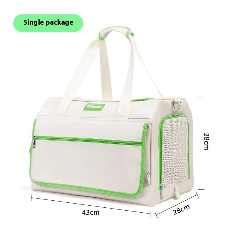 Easy To Go Out cat stress travel bag foldable Oxford cloth pet carrier with transparent window in beige