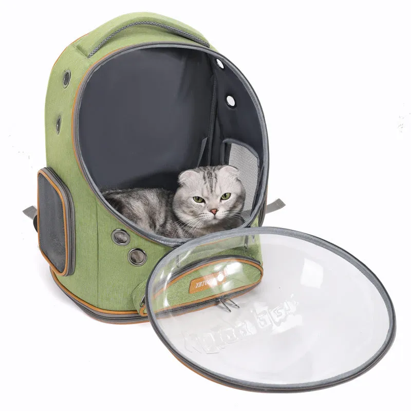 Visual transparent large capacity cat backpack in Oxford fabric for pet travel