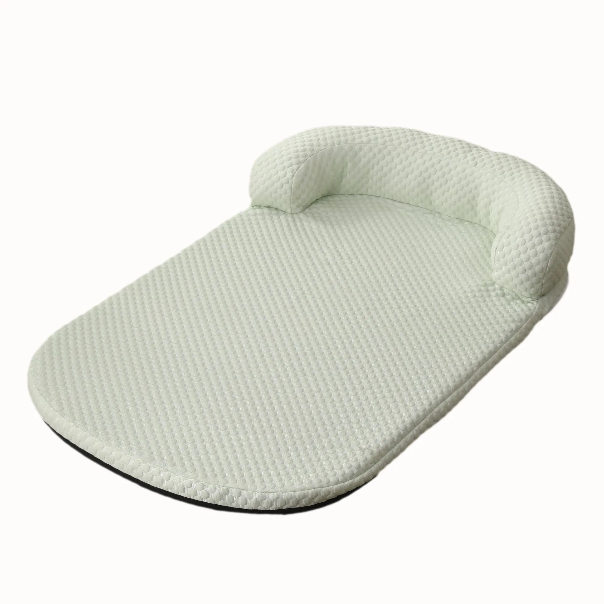 Summer pet cooling mat in blue with breathable ice peas fabric for dogs, shown on a flat surface.