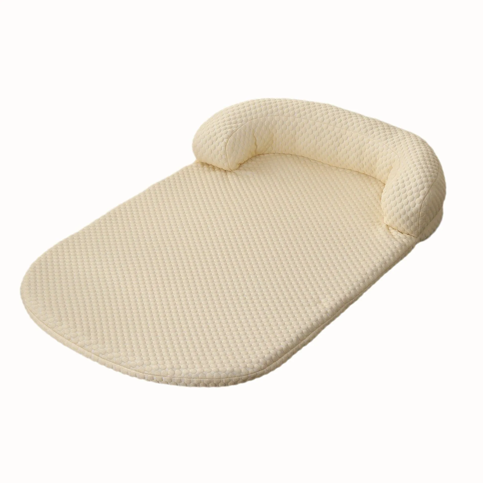 Summer pet cooling mat in blue with breathable ice peas fabric for dogs, shown on a flat surface.