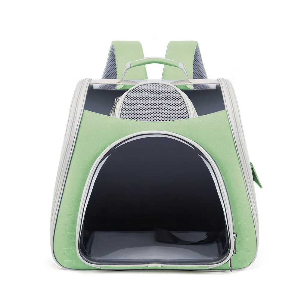 Portable foldable pet bag in solid colour, medium capacity, made from PU and PVC, available in blue green pink gray white
