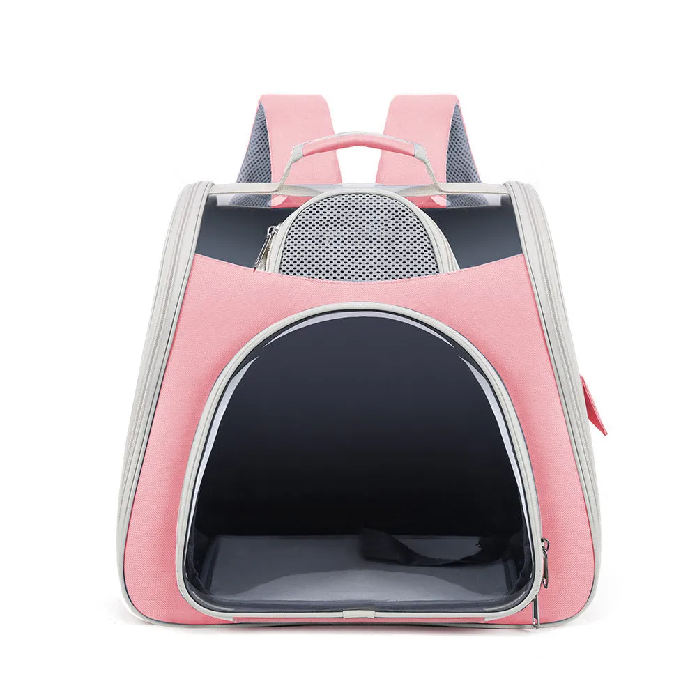 Portable foldable pet bag in solid colour, medium capacity, made from PU and PVC, available in blue green pink gray white