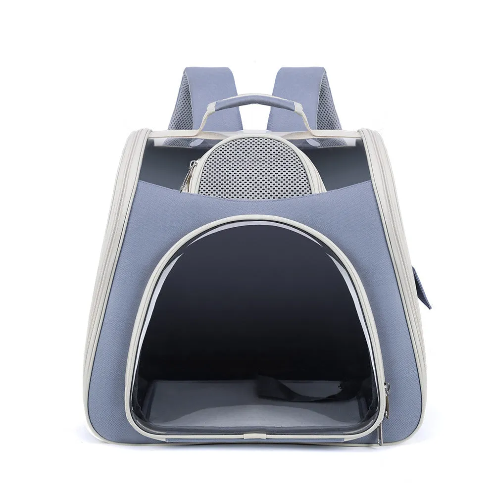 Portable foldable pet bag in solid colour, medium capacity, made from PU and PVC, available in blue green pink gray white