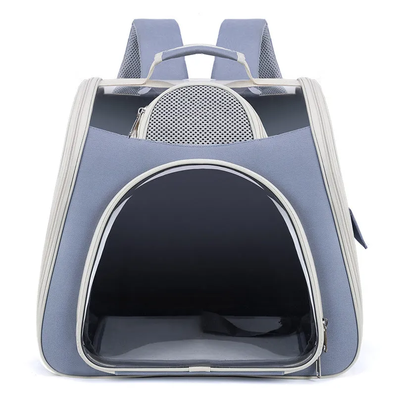 Portable foldable pet bag in solid colour, medium capacity, made from PU and PVC, available in blue green pink gray white