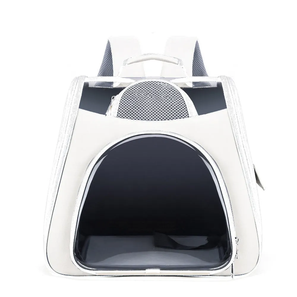 Portable foldable pet bag in solid colour, medium capacity, made from PU and PVC, available in blue green pink gray white