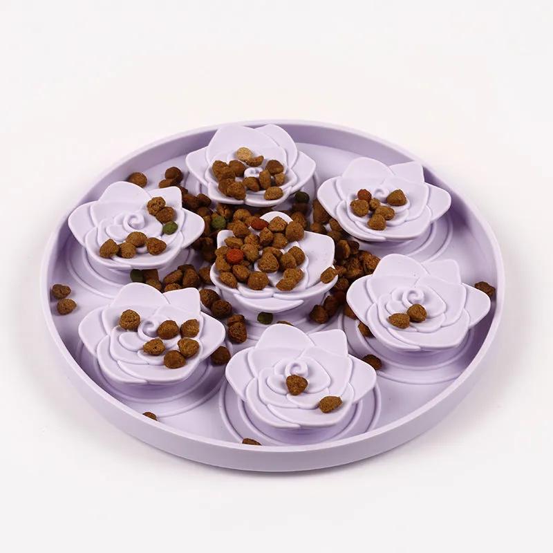 Silicone pet licking pad suction cup food bowl in rose style round purple colour