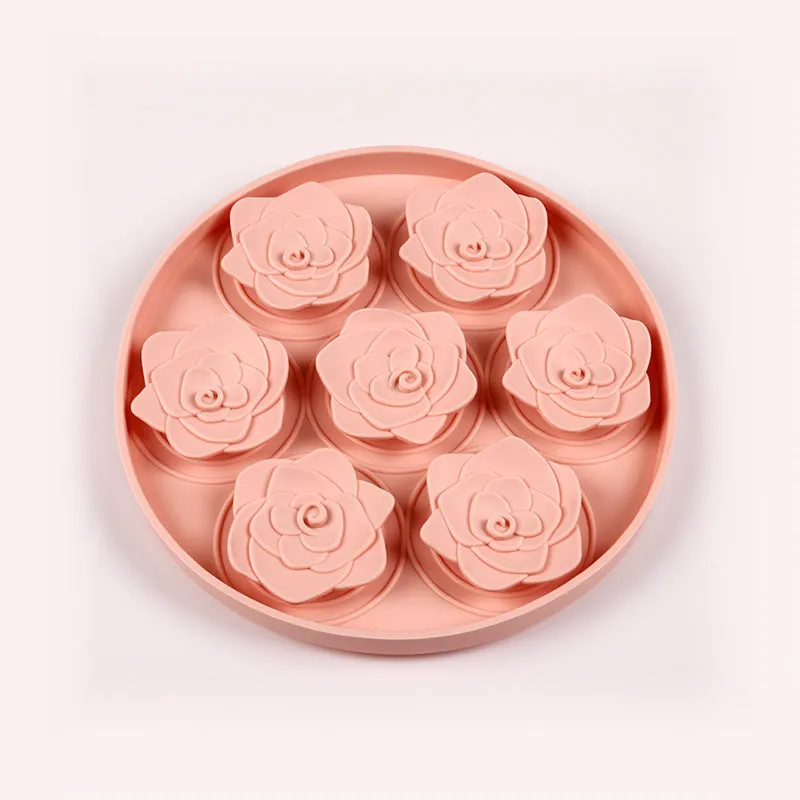 Silicone pet licking pad suction cup food bowl in rose style round purple colour