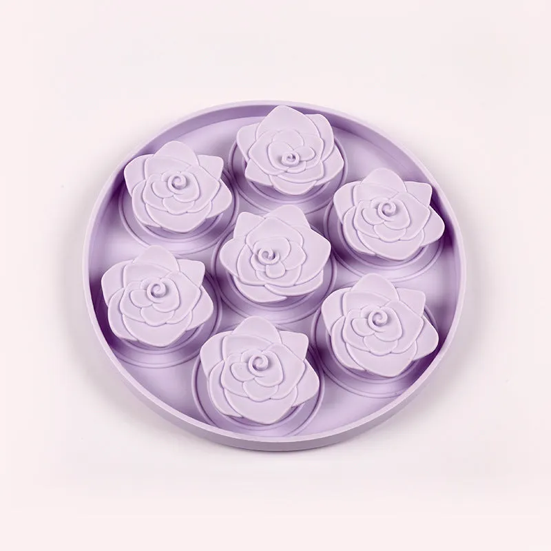 Silicone pet licking pad suction cup food bowl in rose style round purple colour