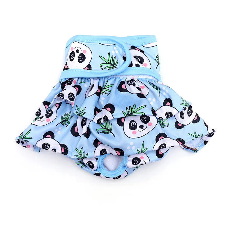 Home washable dog safety pants in Avocado print, polyester, side view on light background