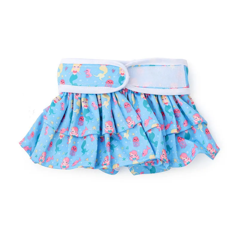 Home washable dog safety pants in Avocado print, polyester, side view on light background