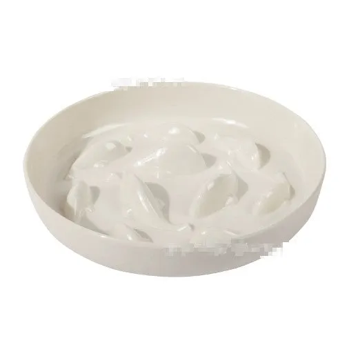 Melamine cat slow feeding bowl with goldfish pattern in white large size