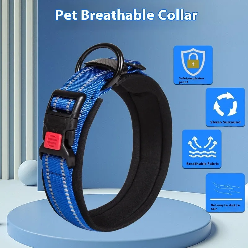 Cloth dog collar in monochrome pattern, available in multiple sizes and colours, with neck-safe design
