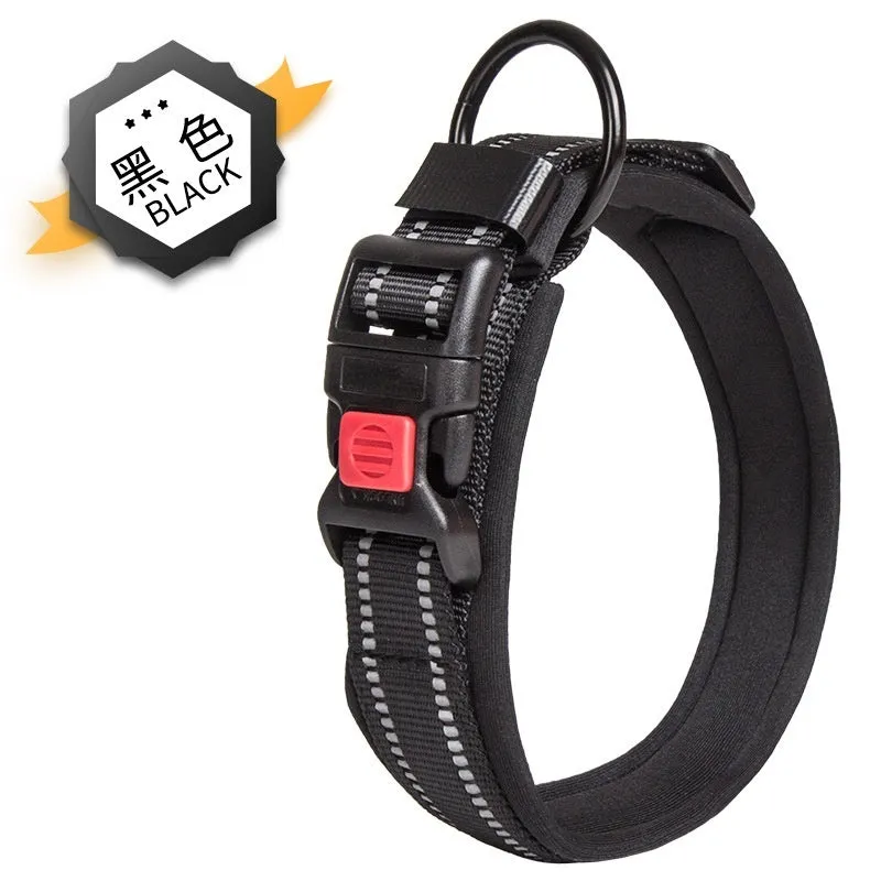 Cloth dog collar in monochrome pattern, available in multiple sizes and colours, with neck-safe design