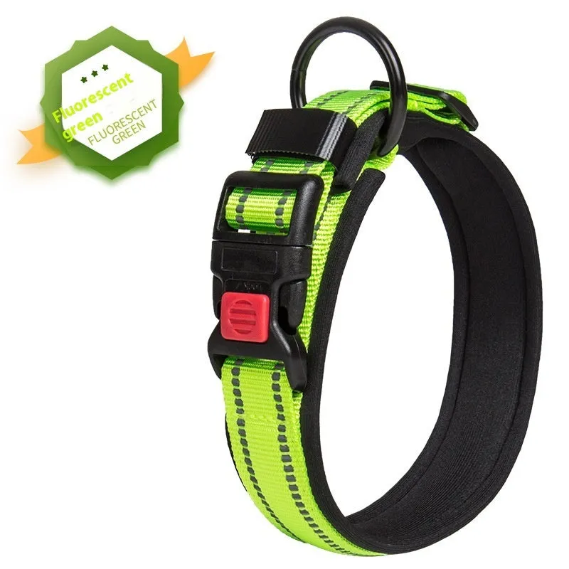 Cloth dog collar in monochrome pattern, available in multiple sizes and colours, with neck-safe design