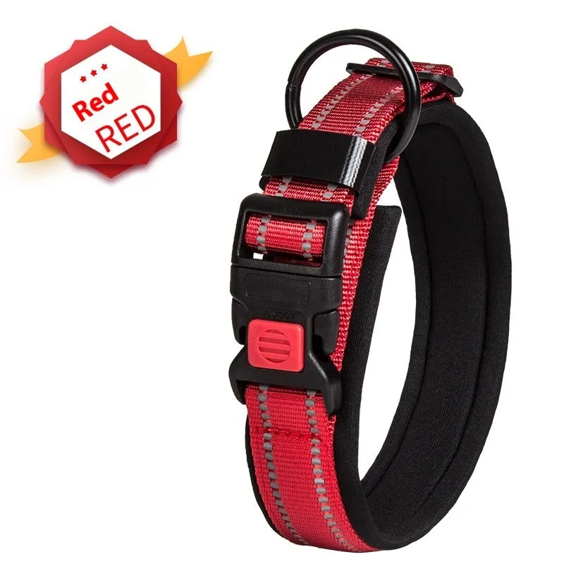 Cloth dog collar in monochrome pattern, available in multiple sizes and colours, with neck-safe design