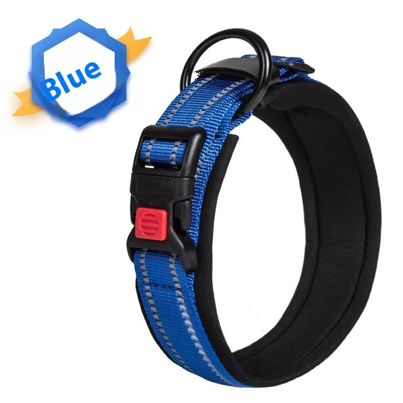 Cloth dog collar in monochrome pattern, available in multiple sizes and colours, with neck-safe design