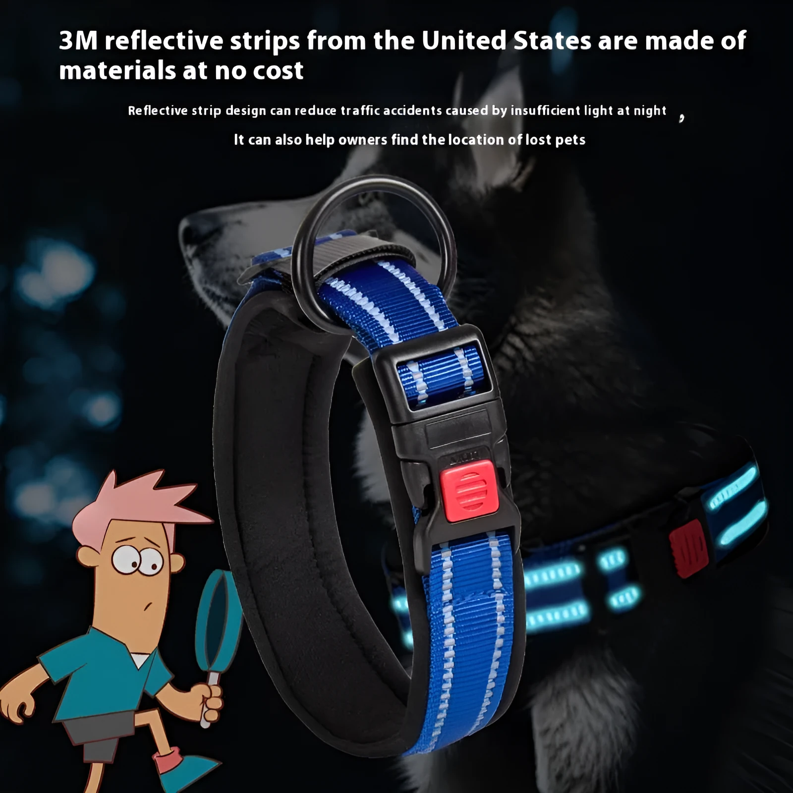 Cloth dog collar in monochrome pattern, available in multiple sizes and colours, with neck-safe design