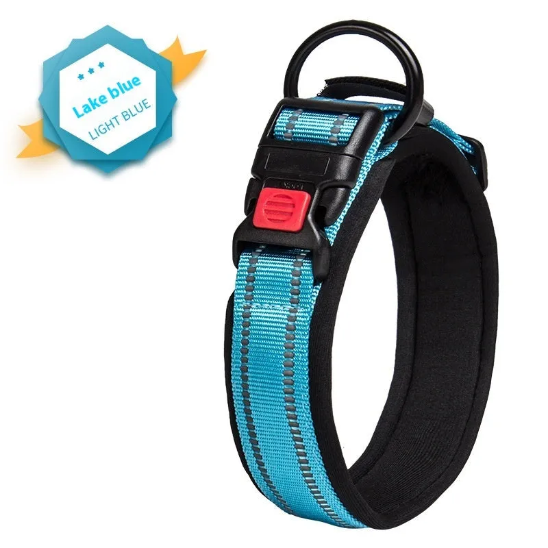 Cloth dog collar in monochrome pattern, available in multiple sizes and colours, with neck-safe design
