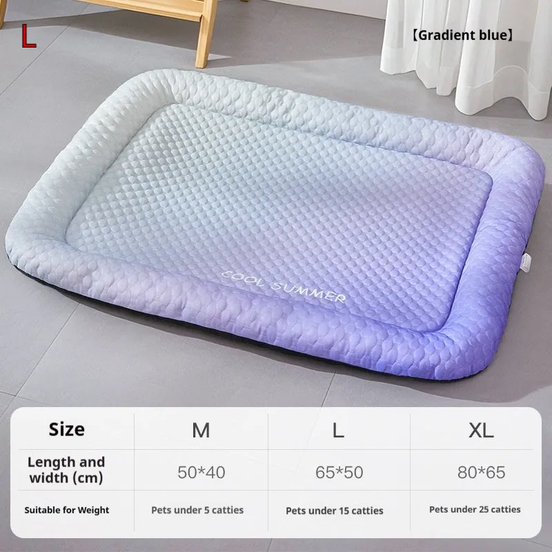Gradient colour Ice Silk pet cooling mat in three colours Yellow Black Blue with M L XL sizes