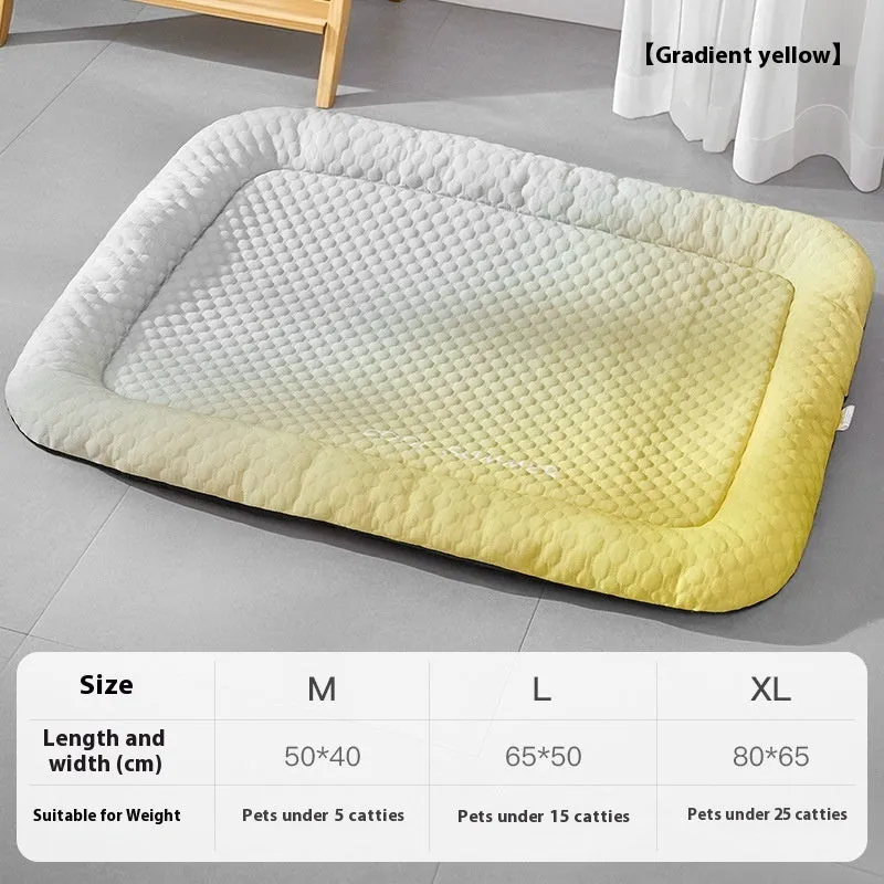 Gradient colour Ice Silk pet cooling mat in three colours Yellow Black Blue with M L XL sizes