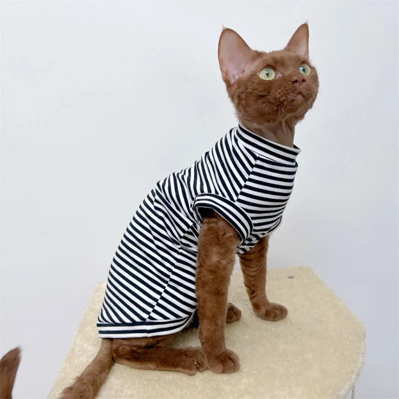 Winter stretch fleece vest for pets in green stripes on a small dog