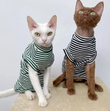 Winter stretch fleece vest for pets in green stripes on a small dog