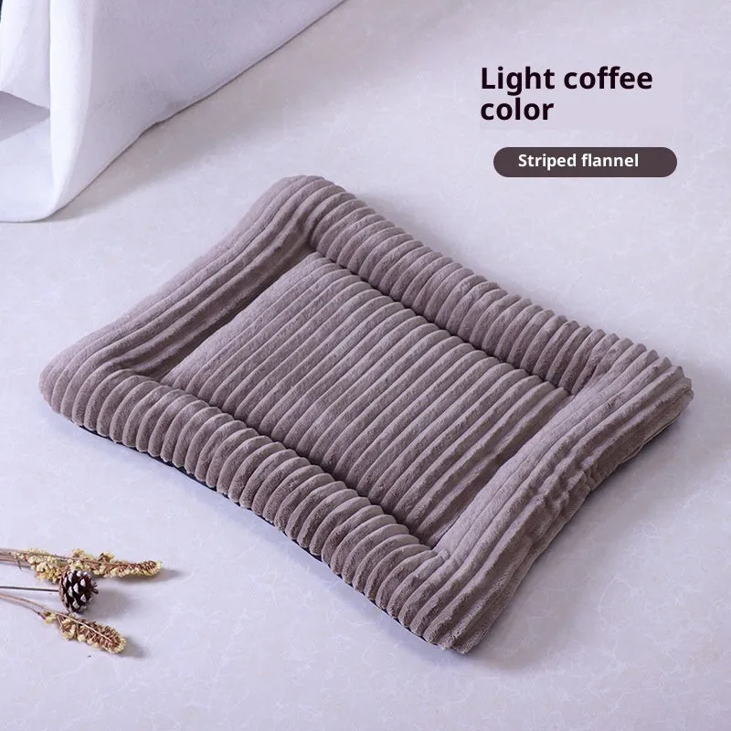 Silver gray cotton pet bed with removable washable cover on floor