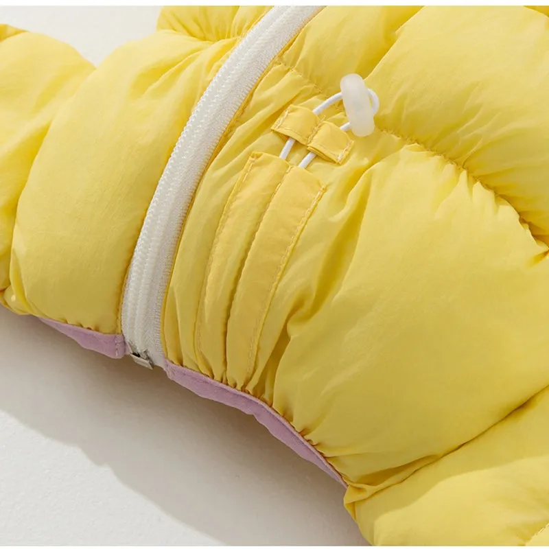 Macaron thickened cotton-padded pet jacket with zipper, blue colour, for small dogs and cats