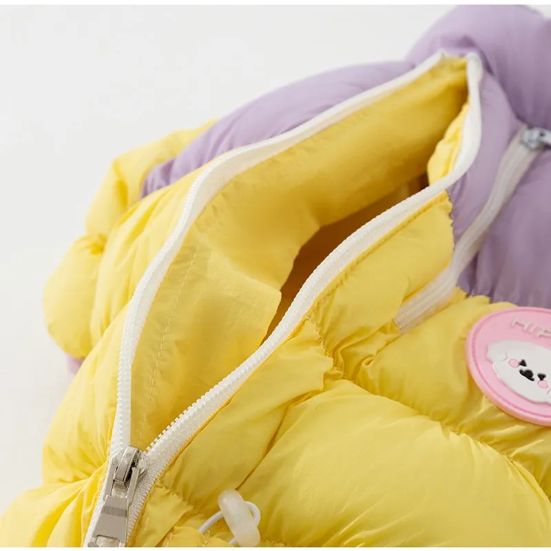 Macaron thickened cotton-padded pet jacket with zipper, blue colour, for small dogs and cats