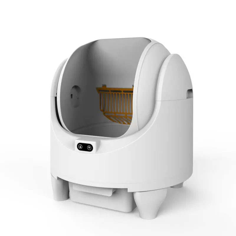 White fully automatic cat litter box with intelligent shovel machine, 535x535x600mm, APP smart control