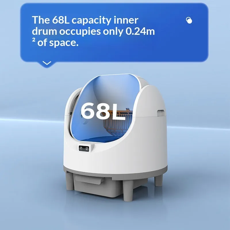 White fully automatic cat litter box with intelligent shovel machine, 535x535x600mm, APP smart control