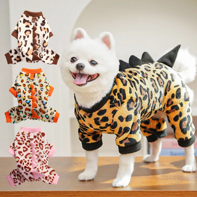 Fleece leopard print dog coat for French Bulldogs in four colours, sizes XS to 2XL