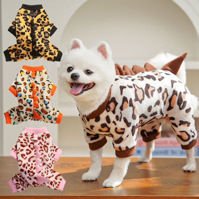 Fleece leopard print dog coat for French Bulldogs in four colours, sizes XS to 2XL