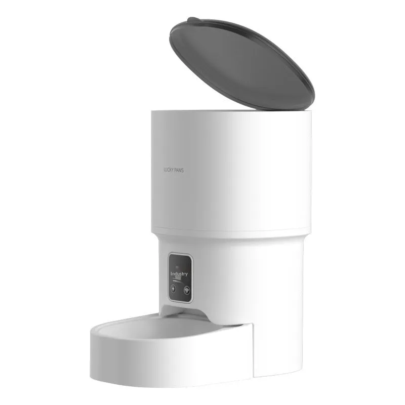 Pet automatic feeder with Wi-Fi remote timed feeding, black with stainless steel bowl, for dogs and cats