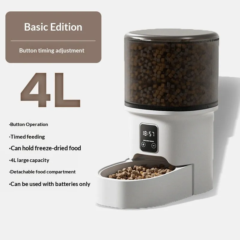 Pet automatic feeder with Wi-Fi remote timed feeding, black with stainless steel bowl, for dogs and cats