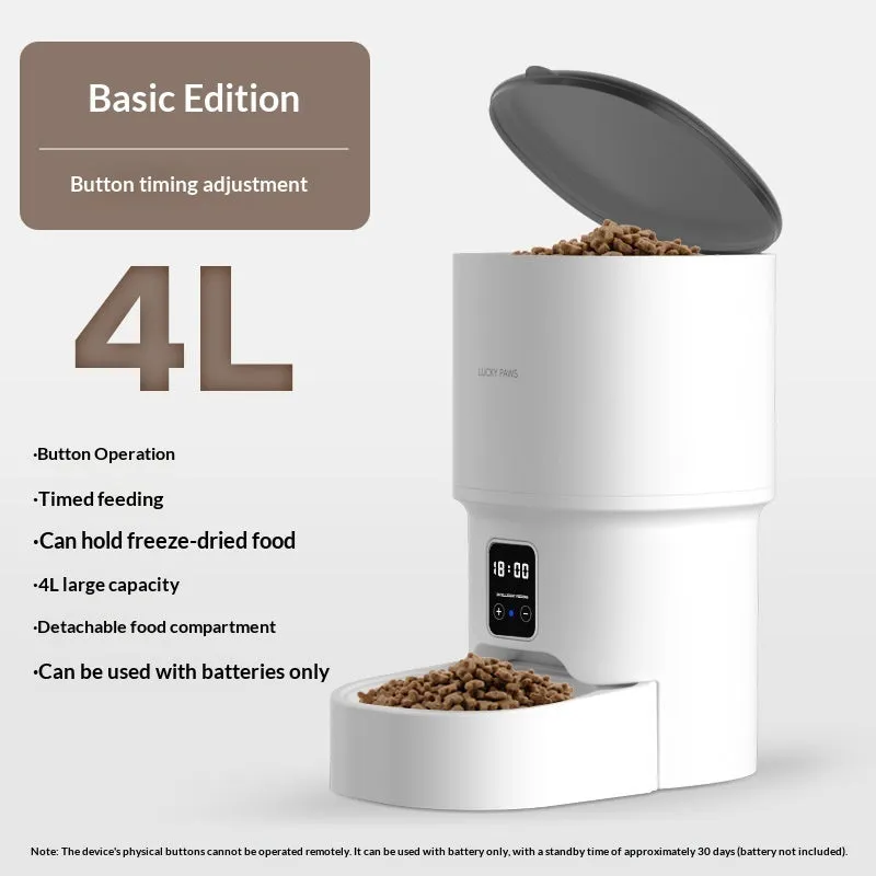 Pet automatic feeder with Wi-Fi remote timed feeding, black with stainless steel bowl, for dogs and cats