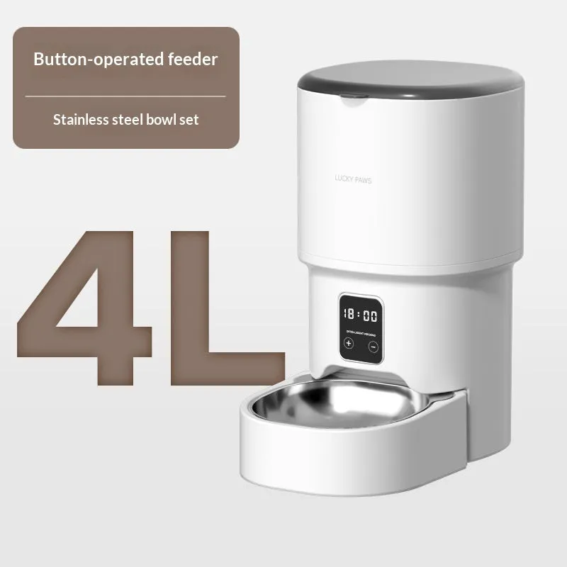 Pet automatic feeder with Wi-Fi remote timed feeding, black with stainless steel bowl, for dogs and cats