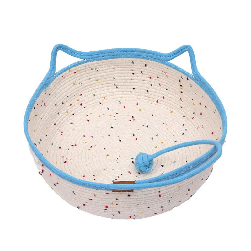 Cotton and hemp rope woven cat nest mat pet bed in three size options