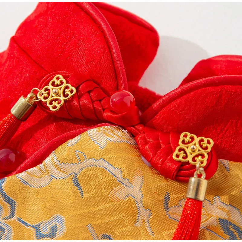 Red Tang suit plum blossom pattern button-up vest for small dog or cat