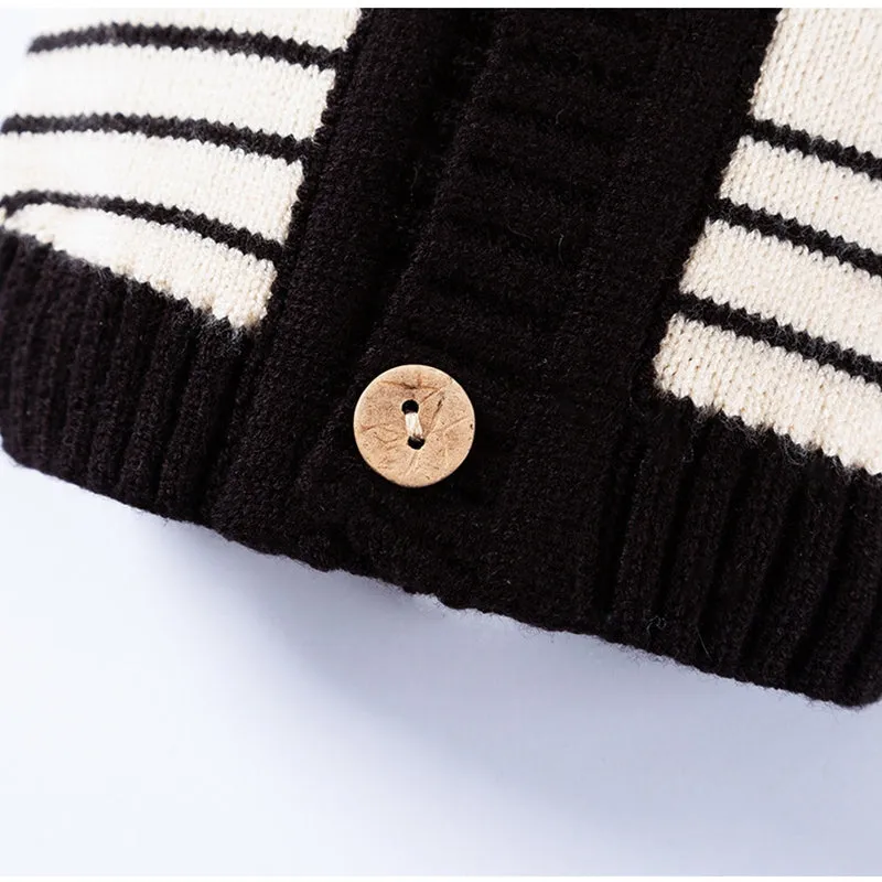 Warm small dog sweater in white with cactus and monster pattern, knit cardigan for small medium dogs