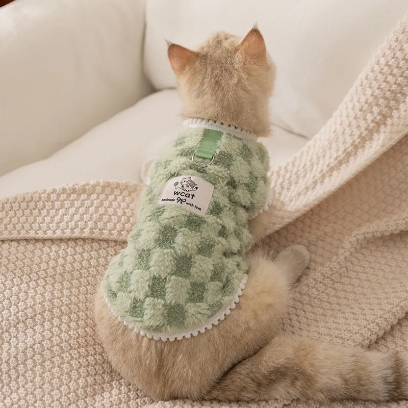 Autumn winter Korean dog hoodie in green with cute cartoon bear print for small medium pets