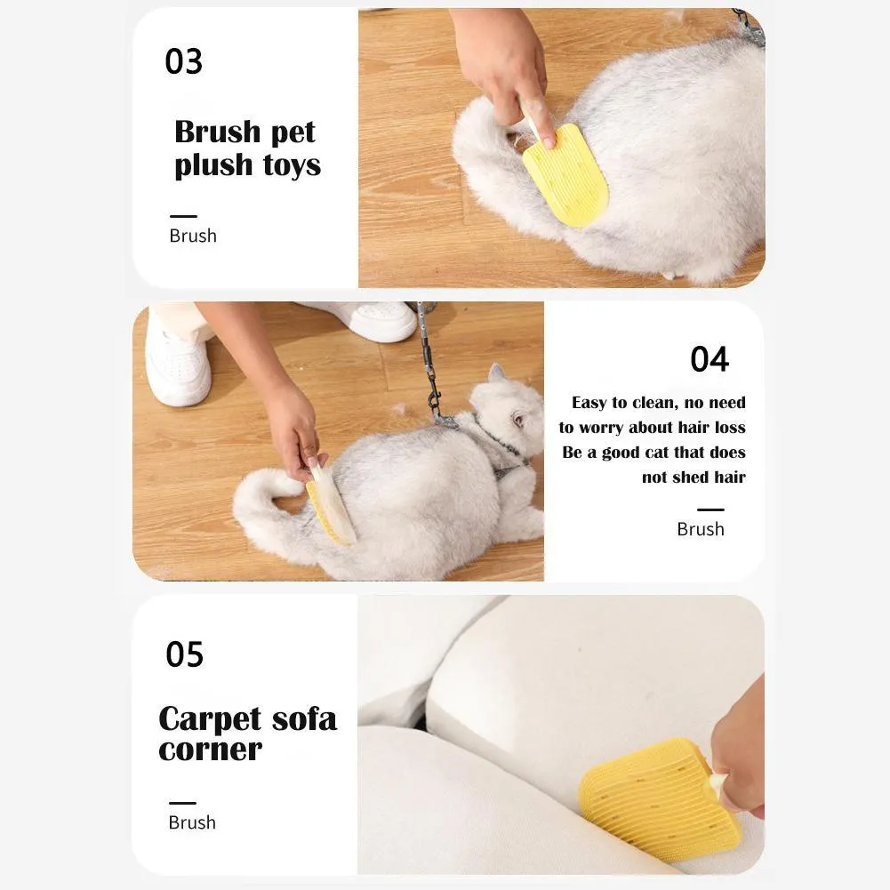 Foldable blue pet grooming brush with soft silicone teeth for cats and dogs