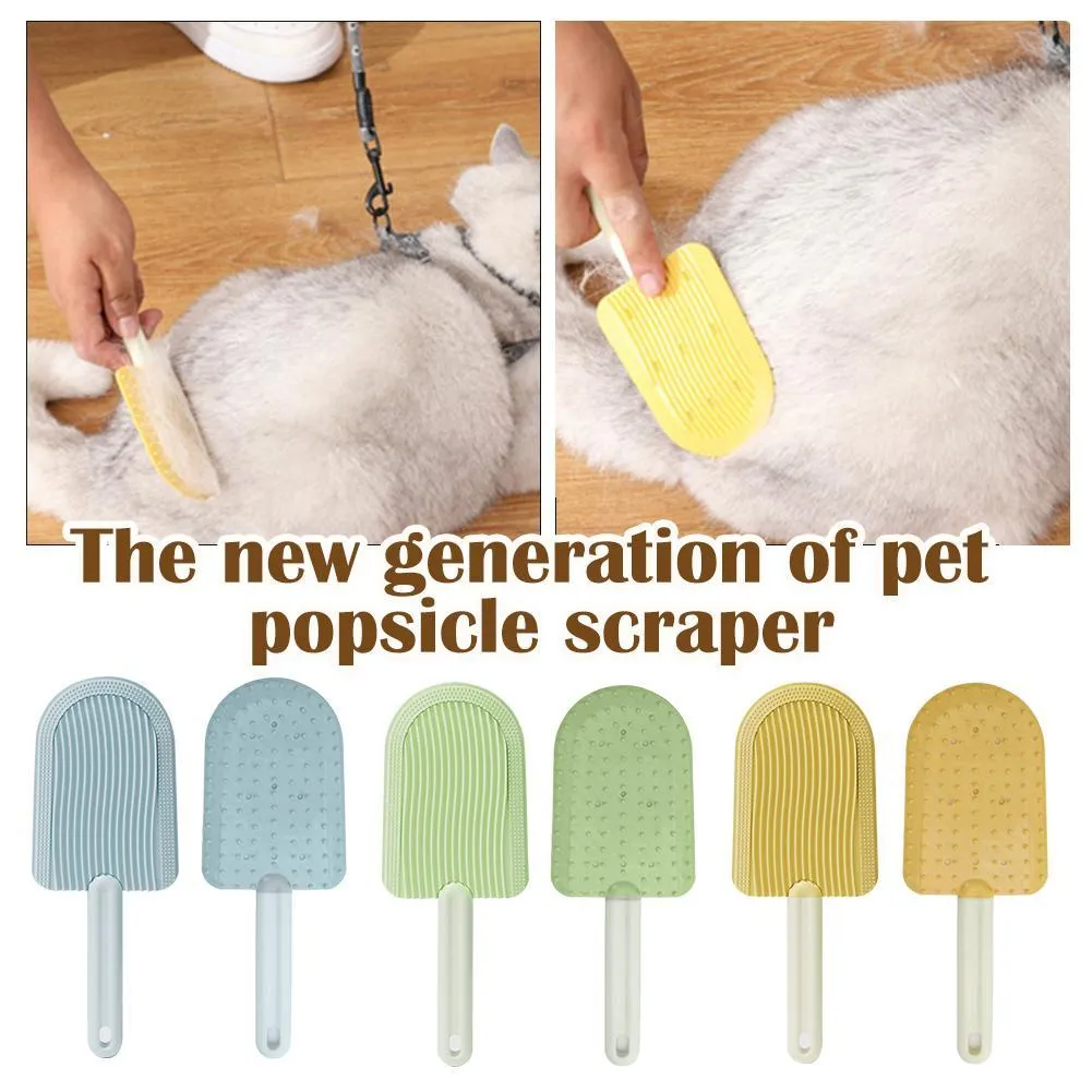 Foldable blue pet grooming brush with soft silicone teeth for cats and dogs