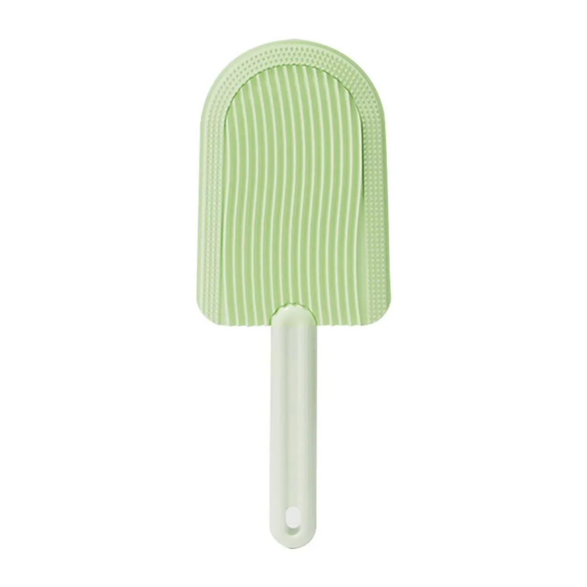 Foldable blue pet grooming brush with soft silicone teeth for cats and dogs