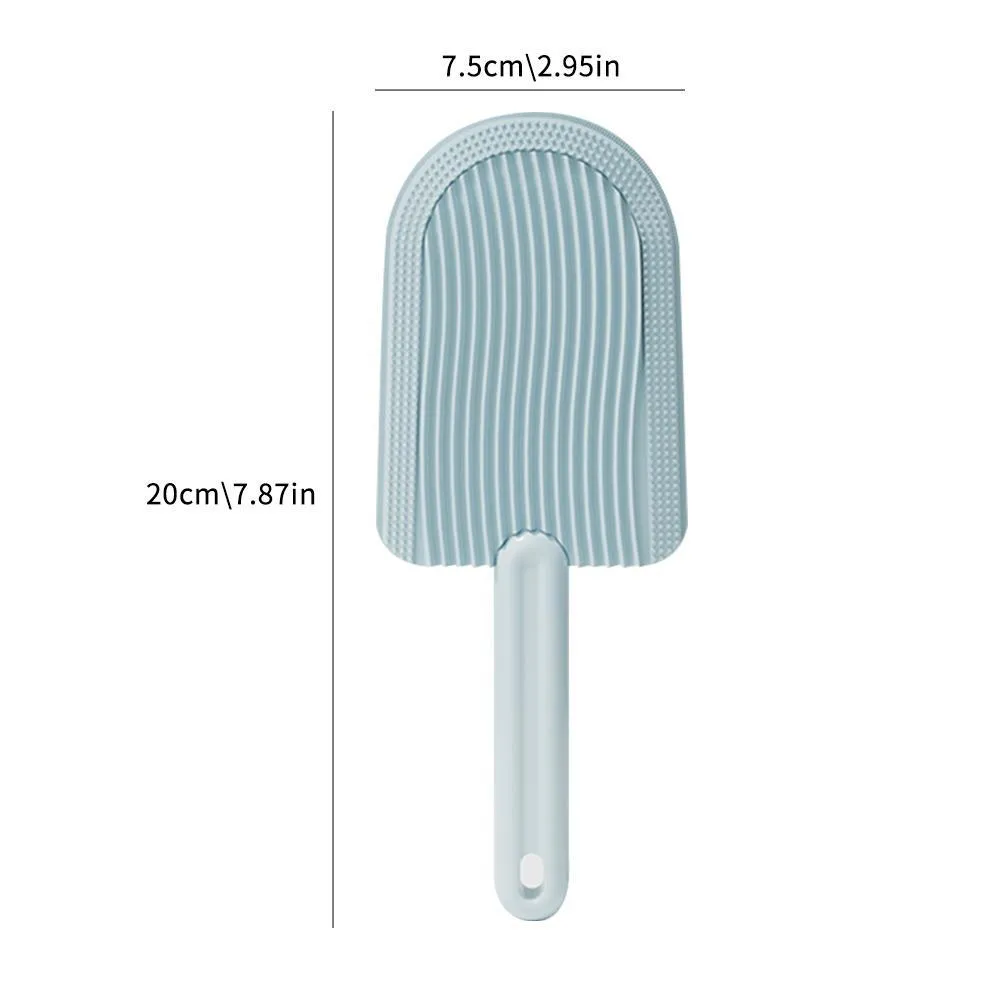 Foldable blue pet grooming brush with soft silicone teeth for cats and dogs