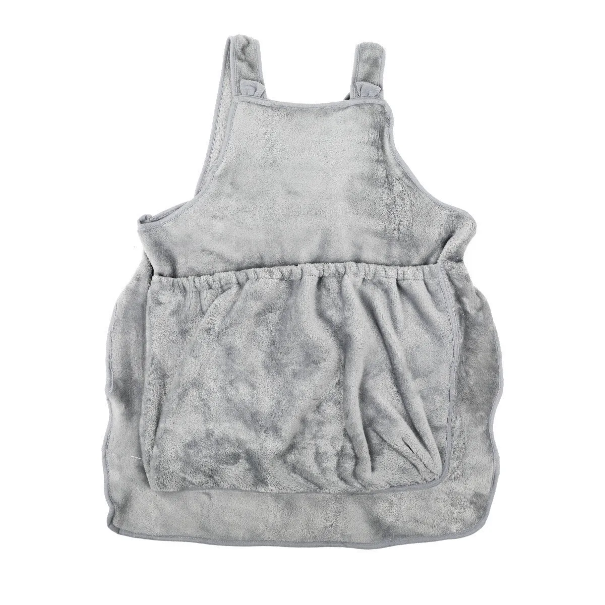 Plush pet carrier apron with adjustable neck strap and sleeping pocket for small cats and dogs