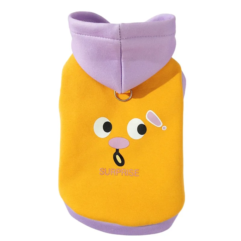 Cute cartoon bear dog hoodie in blue on small teddy bear pet for autumn winter