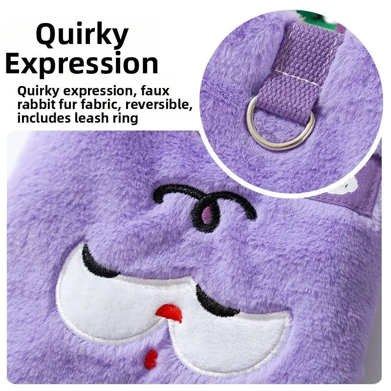 Autumn winter Korean pet hoodie with cute cartoon bear design and scarf in pink, shown on small dog