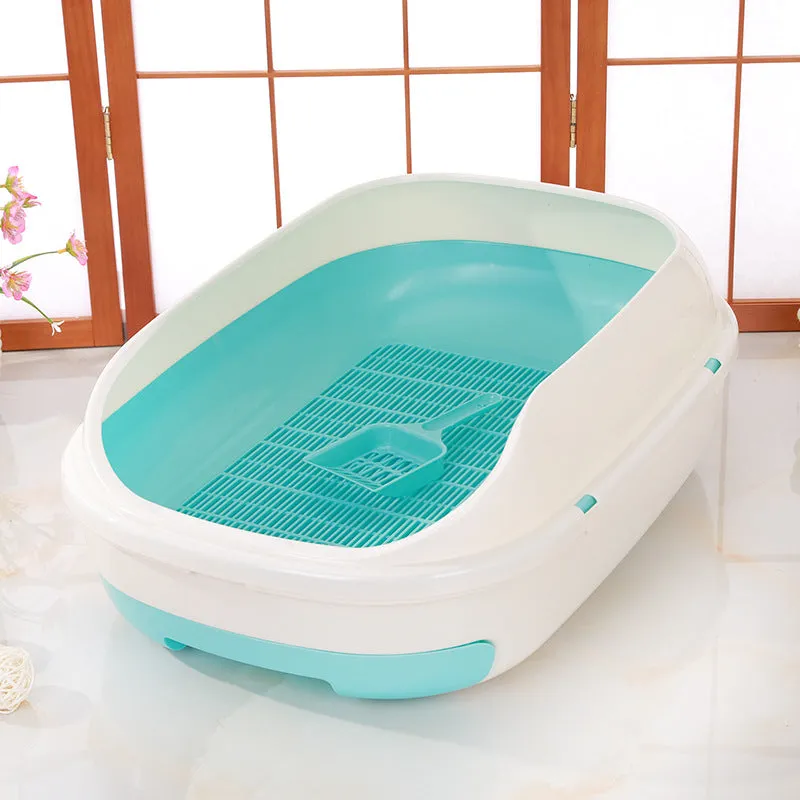 Semi-closed double layer cat litter box with grid drawer, large 51x40.5x20.5cm, gray colour