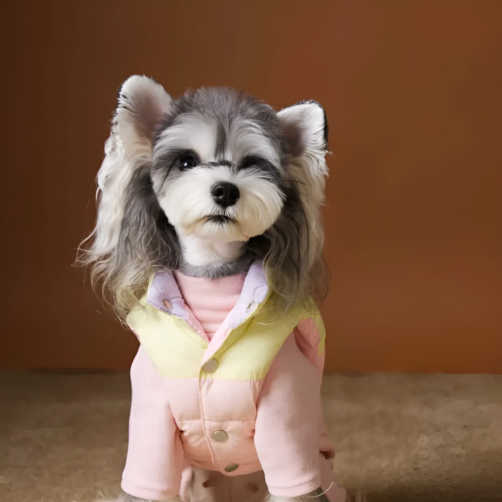 Blue polyester dog vest for small breeds like Teddy Schnauzer Bichon autumn winter wear